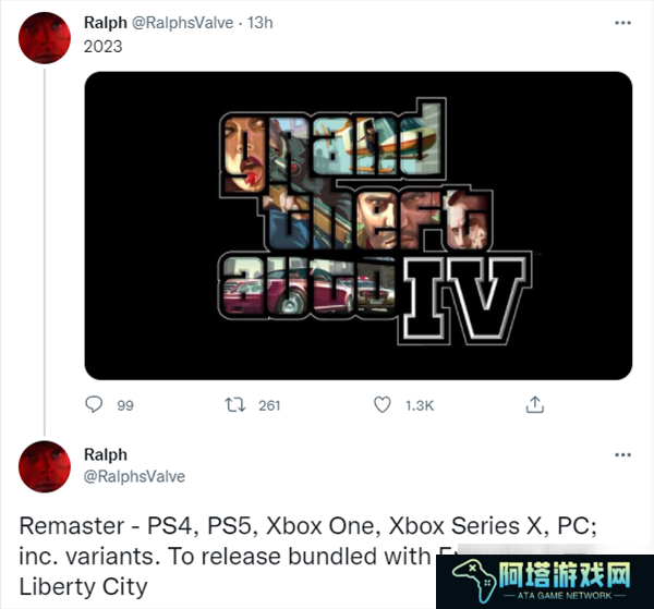 网传《GTA4：复刻版》2023年发售 不包含多人模式