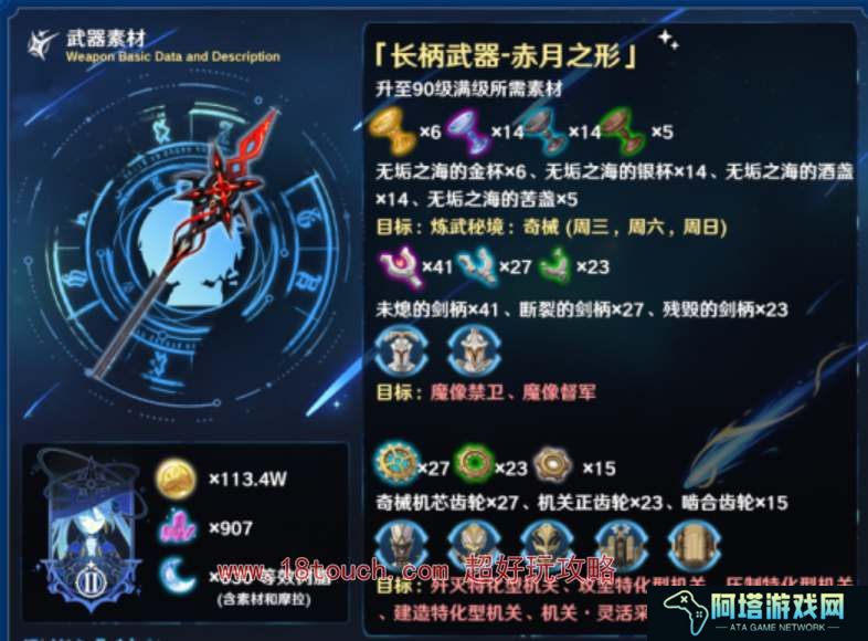原神赤月之形武器突破材料一览